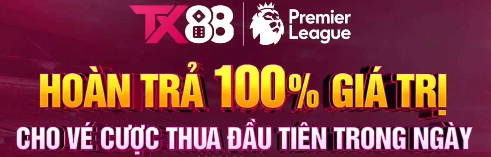 Hoàn trả 100% giá trị cho vé cược thua đầu tiên trong ngày khi cá cược bóng đá